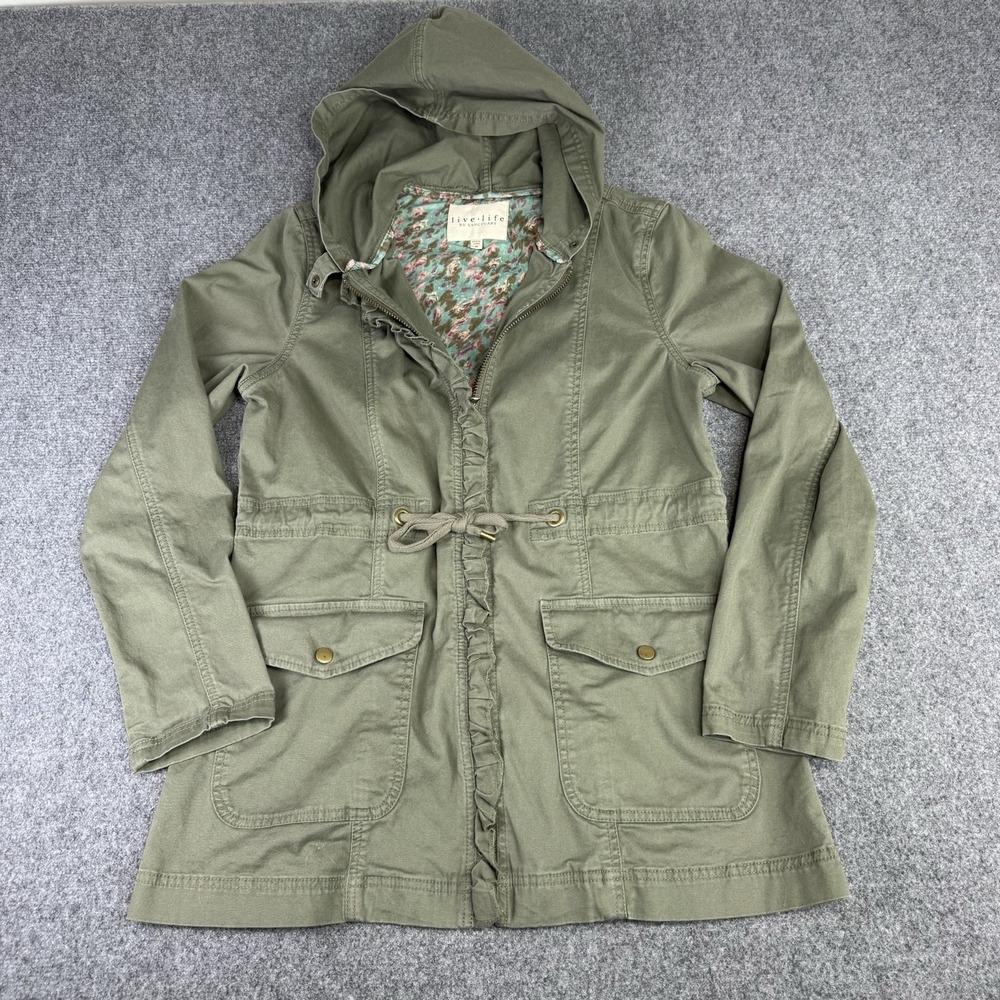 Live Life by Sanctuary Womens M Olive Green Hooded Utility Military Jacket